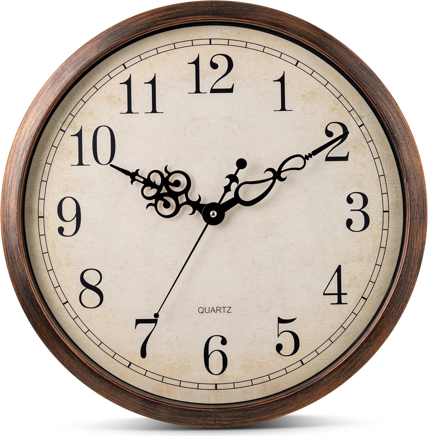 Vintage Brown Wall Clock Silent Non Ticking 18 Inch Quality