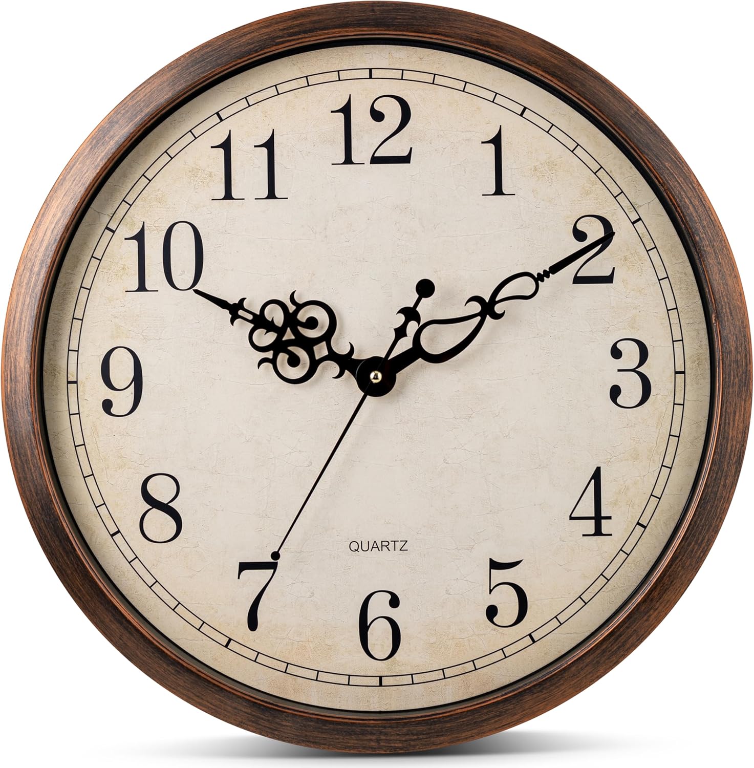 Vintage Brown Wall Clock Silent Non Ticking 18 Inch Quality