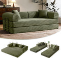79in Modular Corduroy Sofa Bed in Light Green - Convertible Floor
