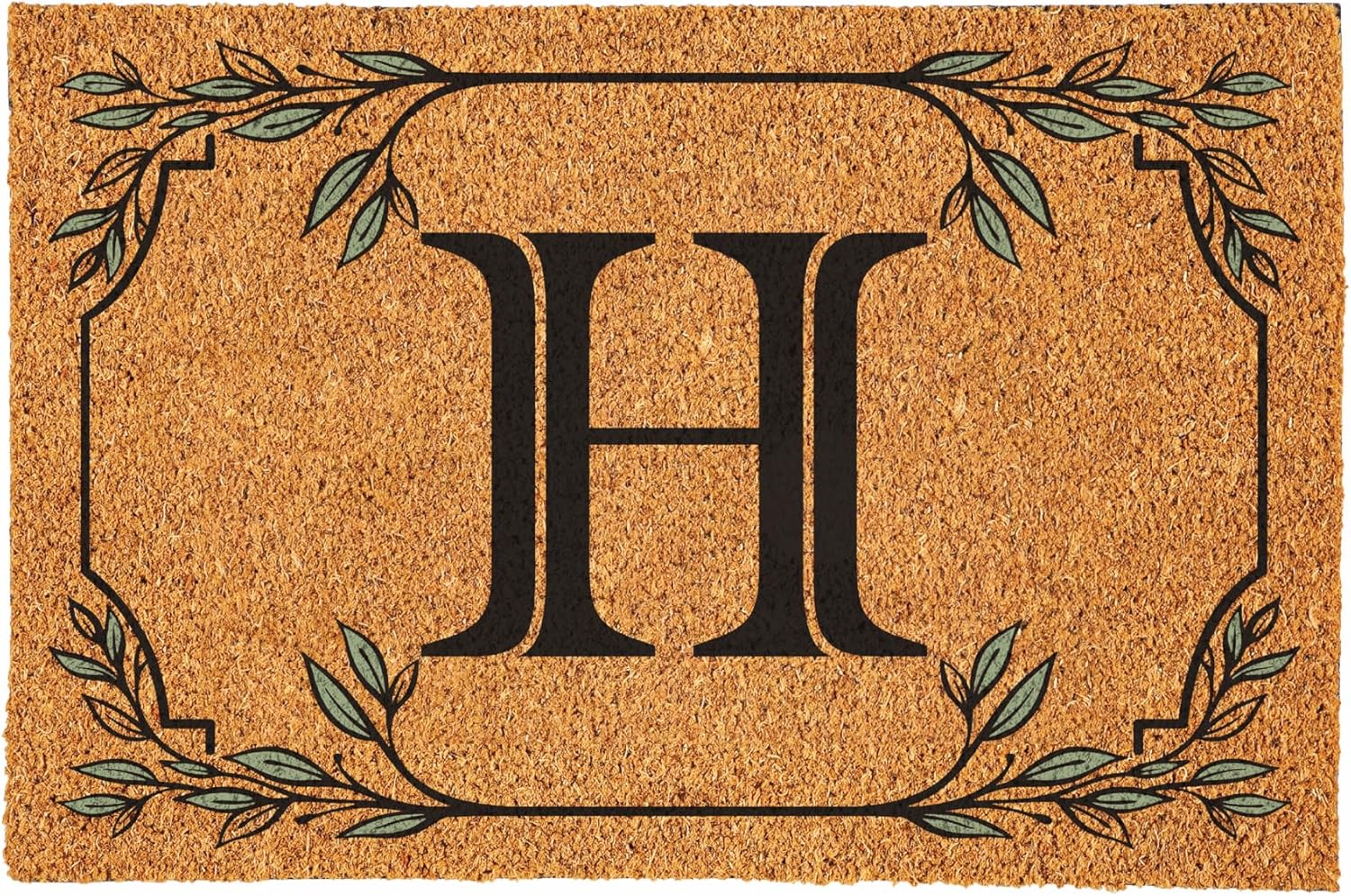 Monogram Large Coir Doormat for Indoor Outdoor Use, Letter H