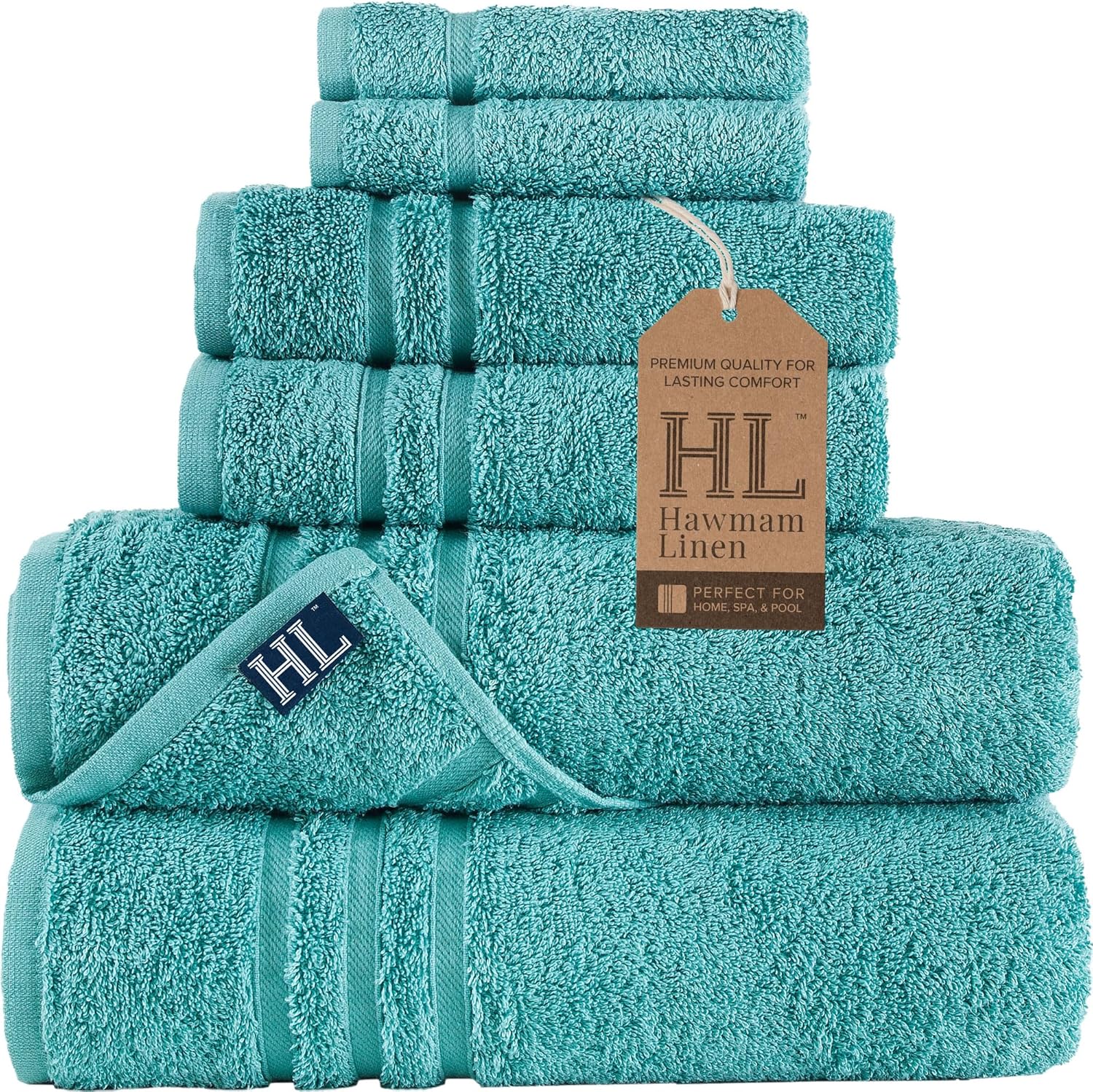 Hawmam Linen Teal Turquoise Bath Towels Set for Ultimate Comfort