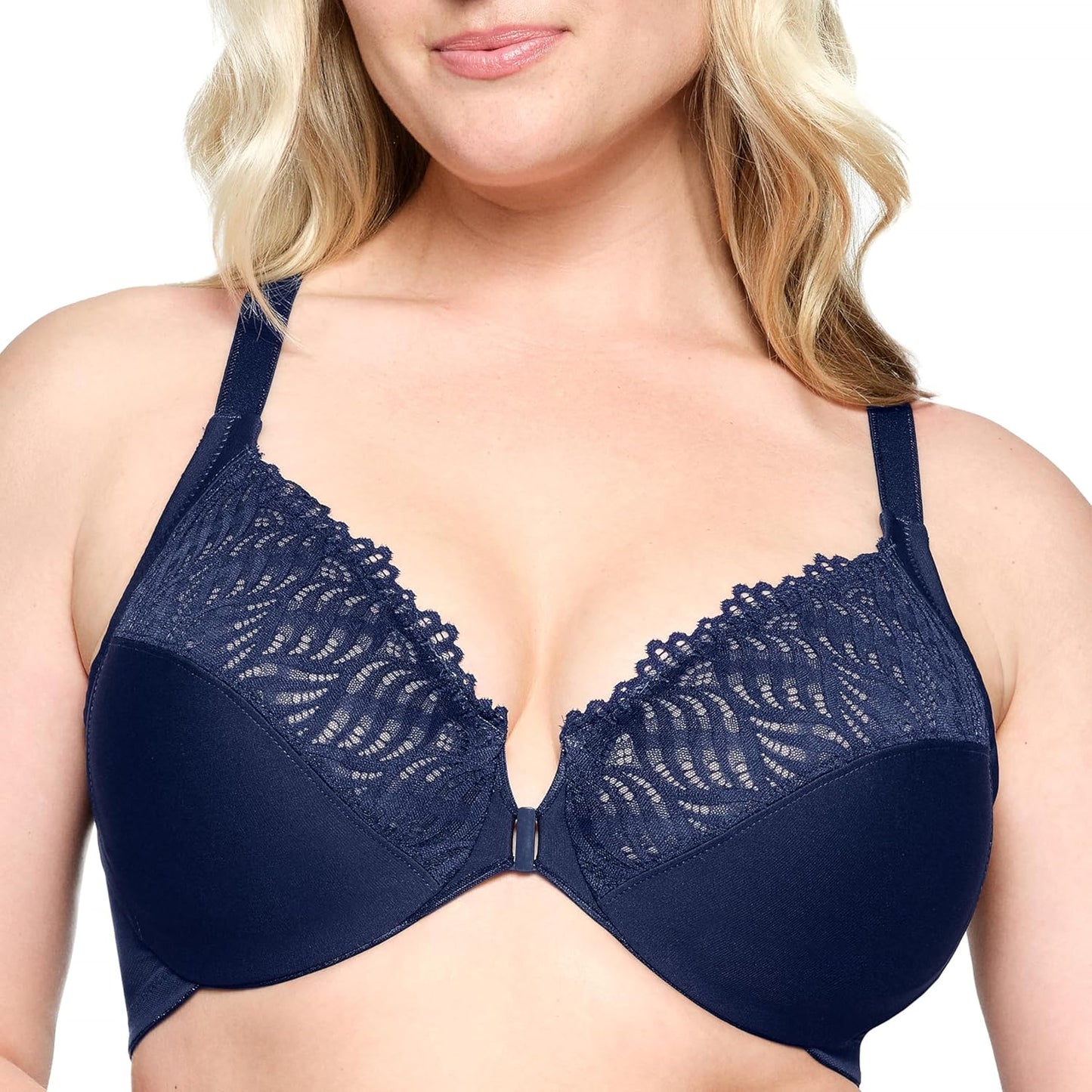 Glamorise Womens Front-Close T-Back Wonderwire Underwire Bra