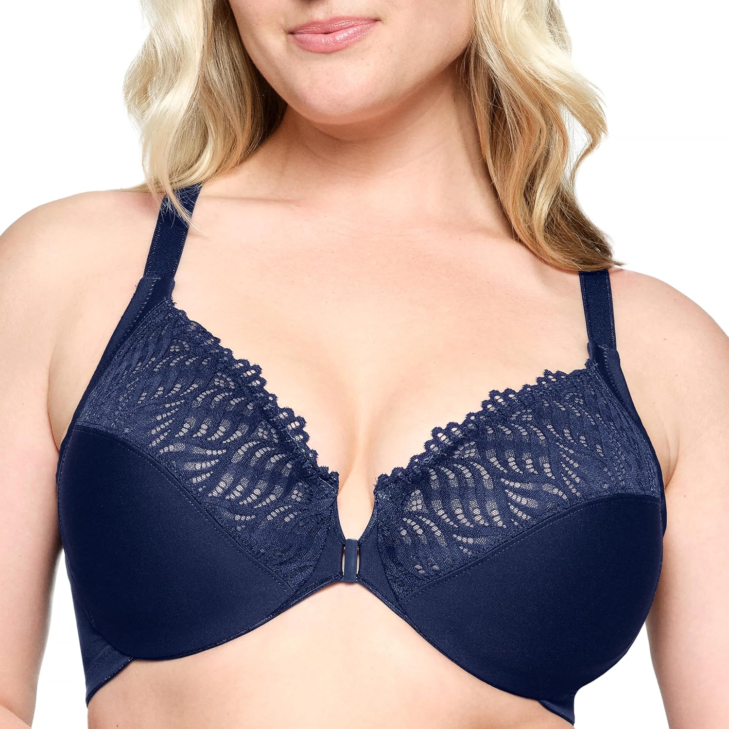 Glamorise Womens Front-Close T-Back Wonderwire Underwire Bra