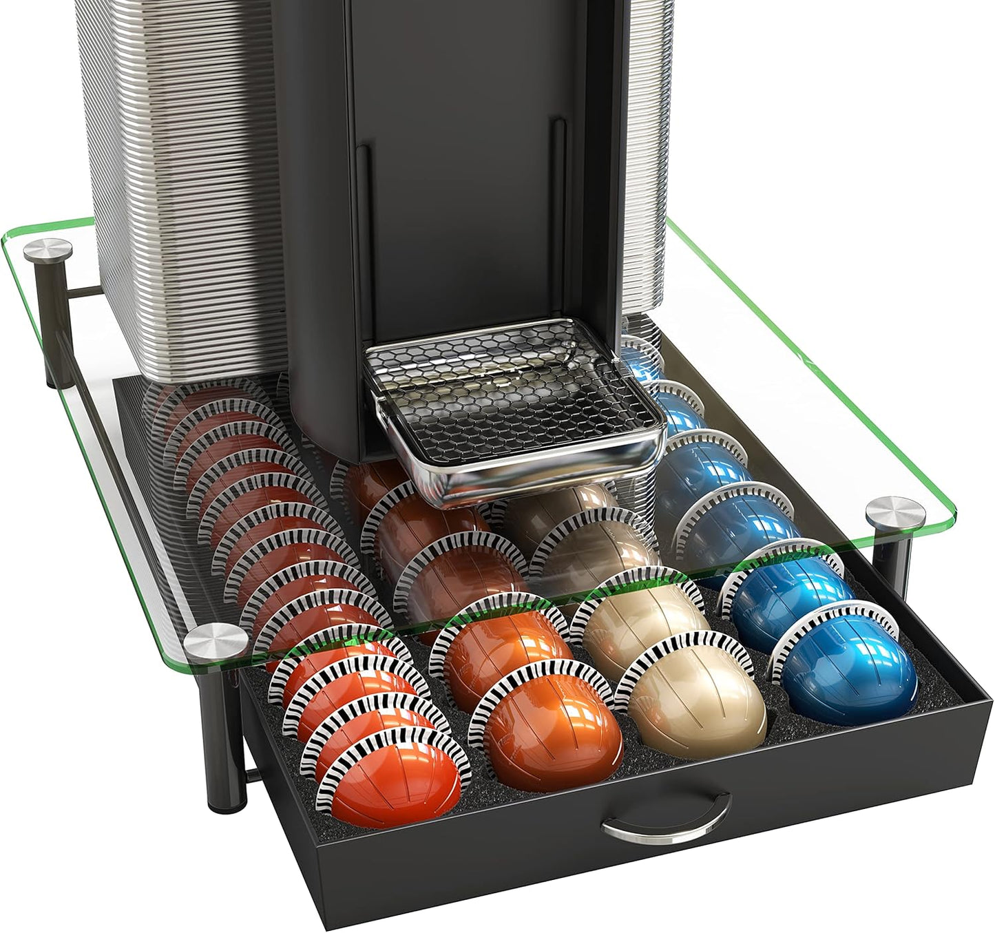 Deco Brothers Crystal Tempered Glass Vertuo Pod Holder Drawer