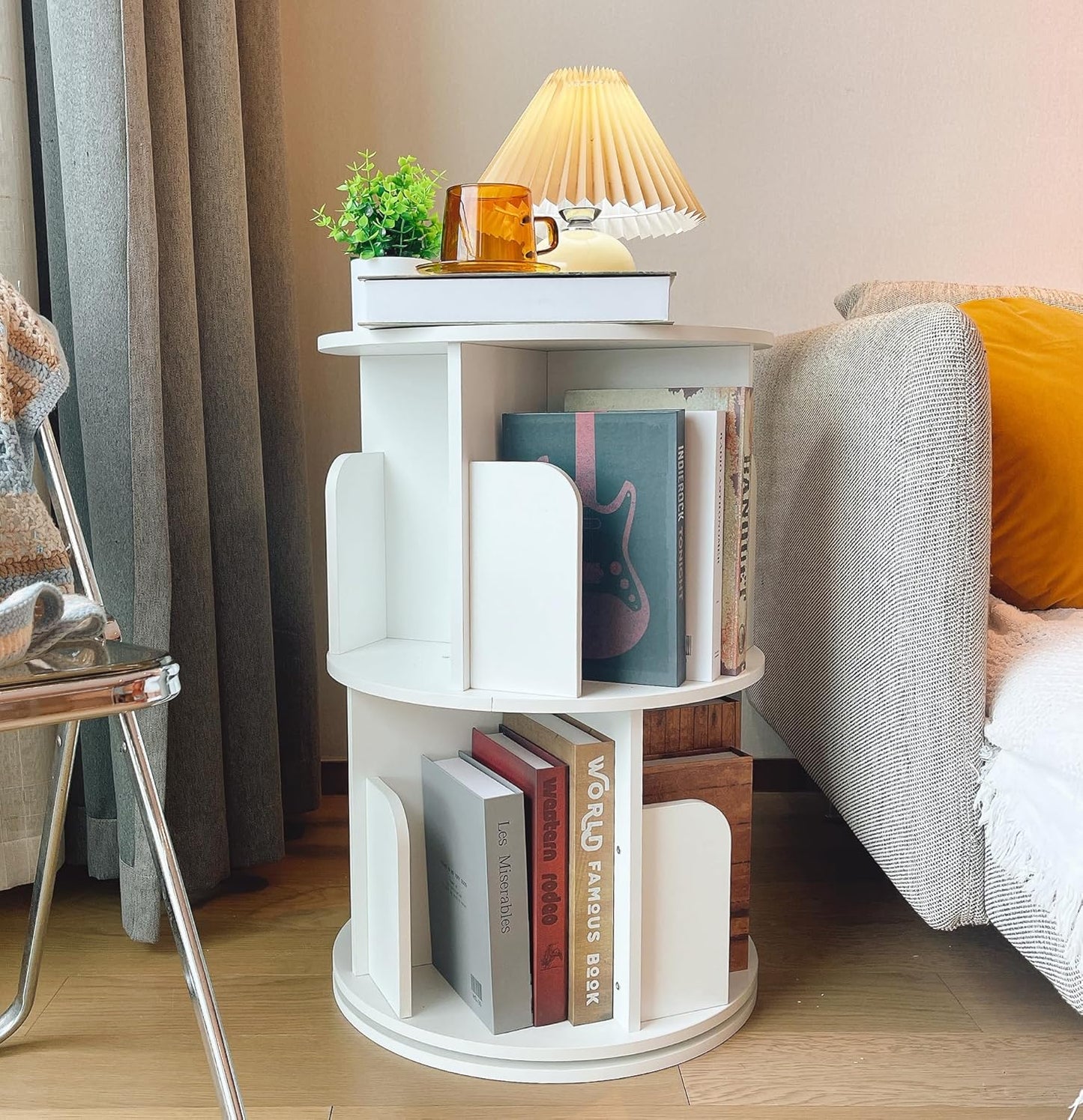 Heehee Wooden Rotating Bookshelf 360 Display for Kids and Adults