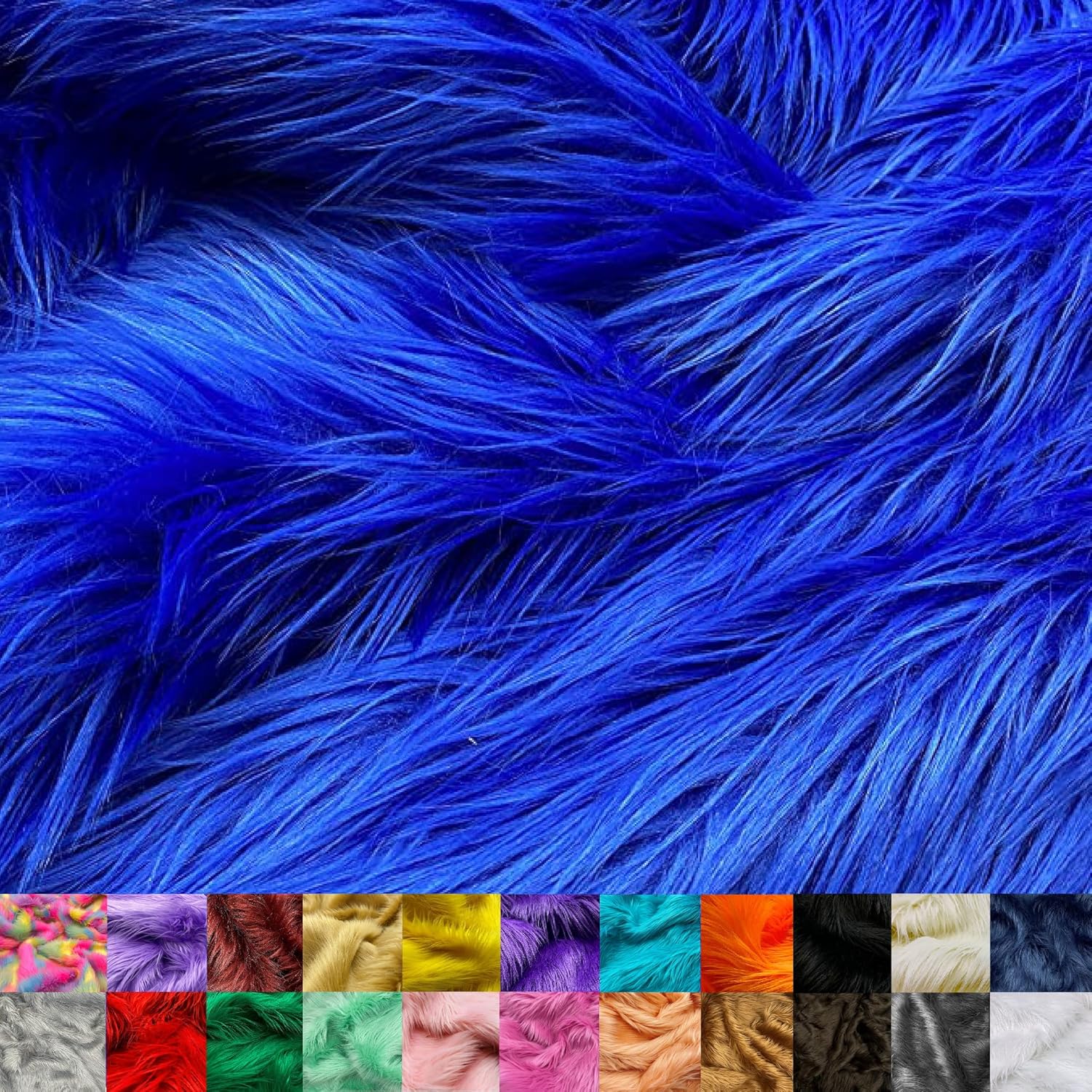 Ice Fabrics Faux Fur Fabric - Super Soft Shaggy Mohair Blue