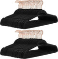 Slim Velvet Non-Slip Suit Clothes Hangers, Black/Rose Gold - Pack