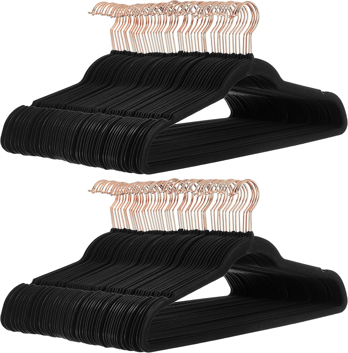 Slim Velvet Non-Slip Suit Clothes Hangers in Black/Rose Gold