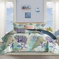Coastal Quilt Set Full/Queen - Lightweight Reversible Beach Quilt