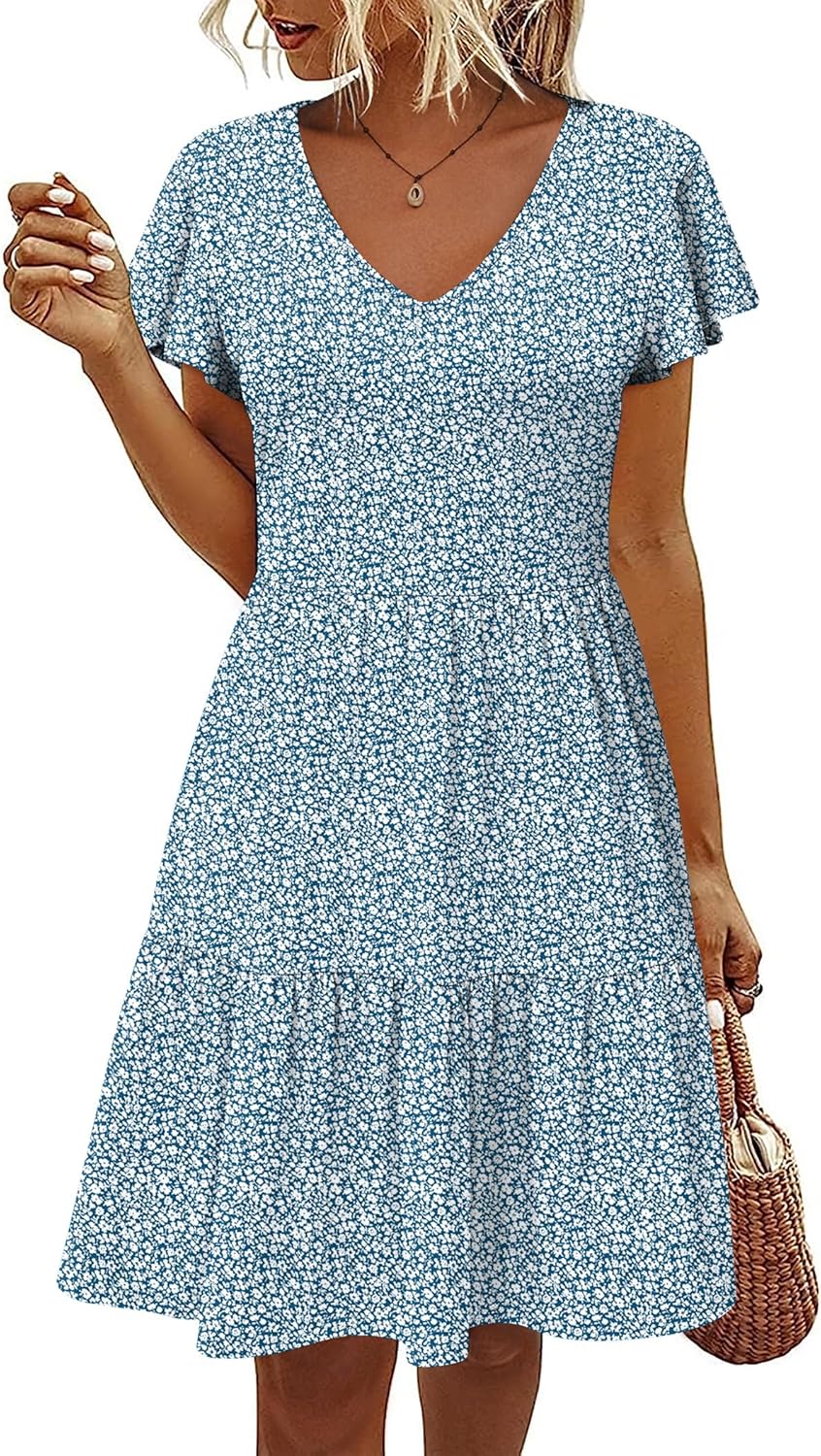 HOTOUCH Women's Casual Summer Dress with Pockets and Ruffles