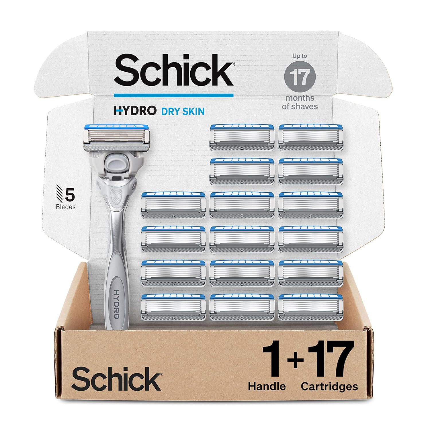 Schick Hydro Dry Skin Razors for Men with 17 Blade Refills