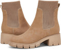 Ruanyu Womens Platform Ankle Boots with Elastic Gore - Chunky Lug Heel