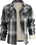 Men's Flannel Fleece Shacket - Sherpa Lined Warm Plaid Jacket