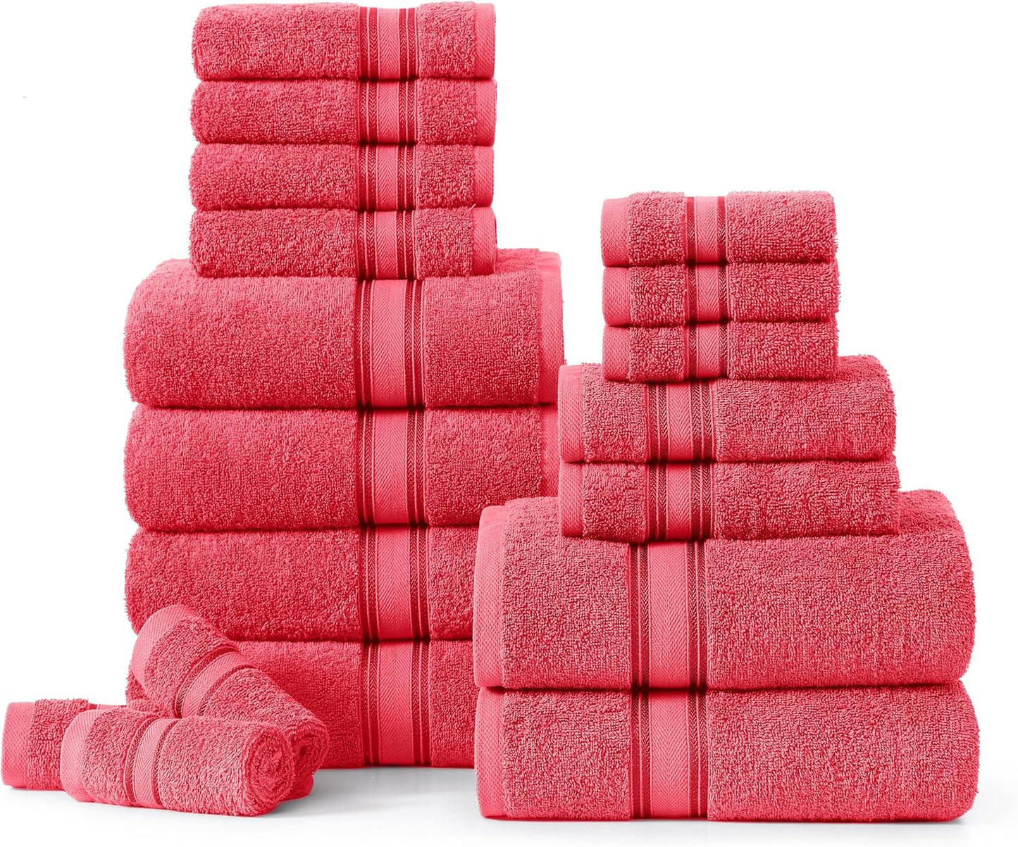 Luxury Bathroom Towel Set - 18 Pcs of Soft Cotton Towels