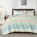 Andency California King Quilt Set Blue Pink - Lightweight Patchwork