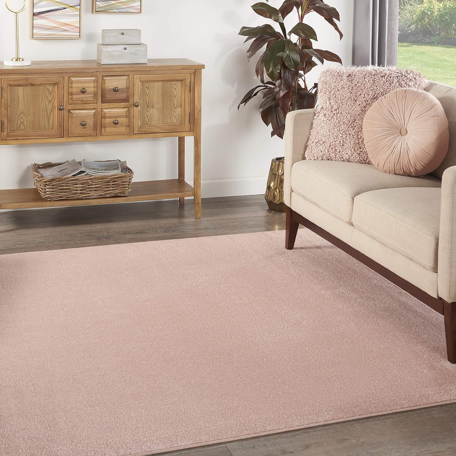 Nourison Essentials Indoor/Outdoor Pink 7ft Square Area Rug