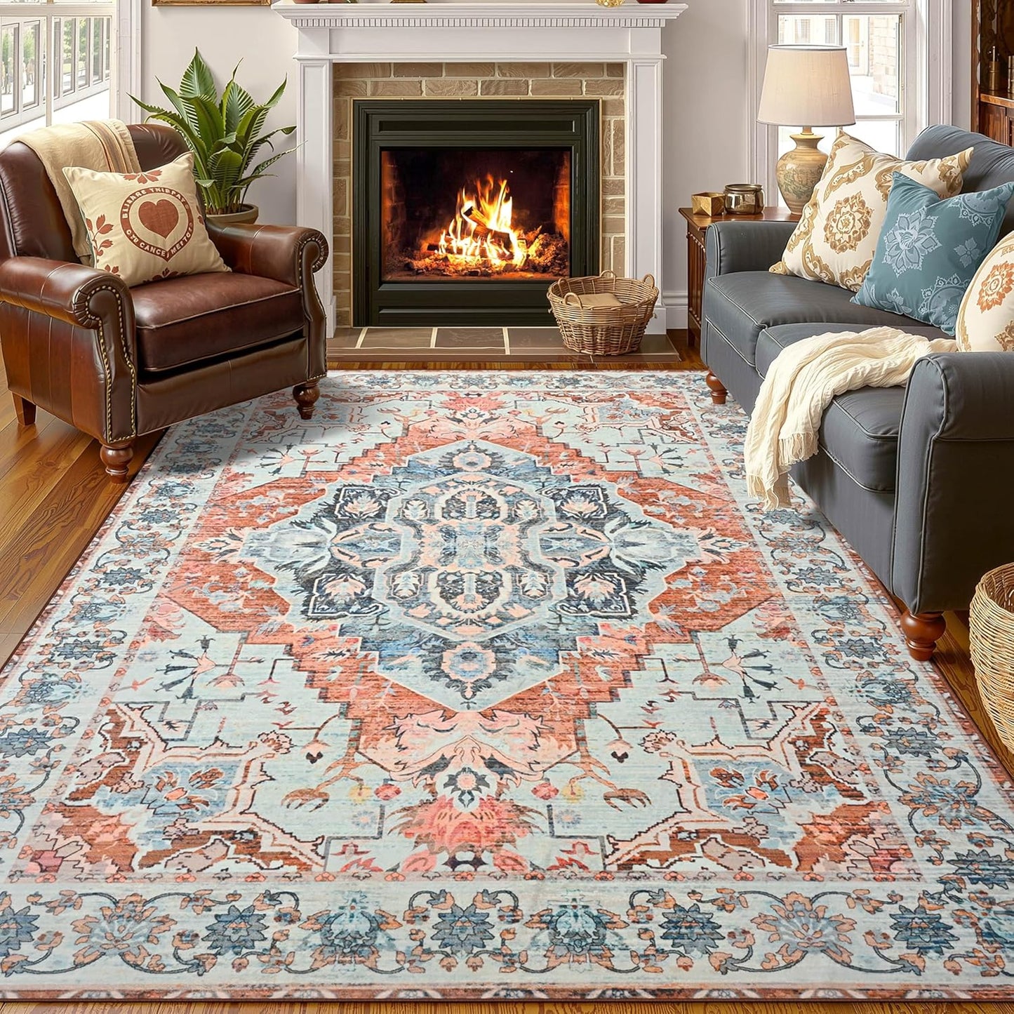 YJ.GWL Area Rugs for Living Room 4x6 Machine Washable Design