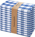 Blue White Buffalo Check Cloth Napkins 20x20 in (Set of 12) - Reusable