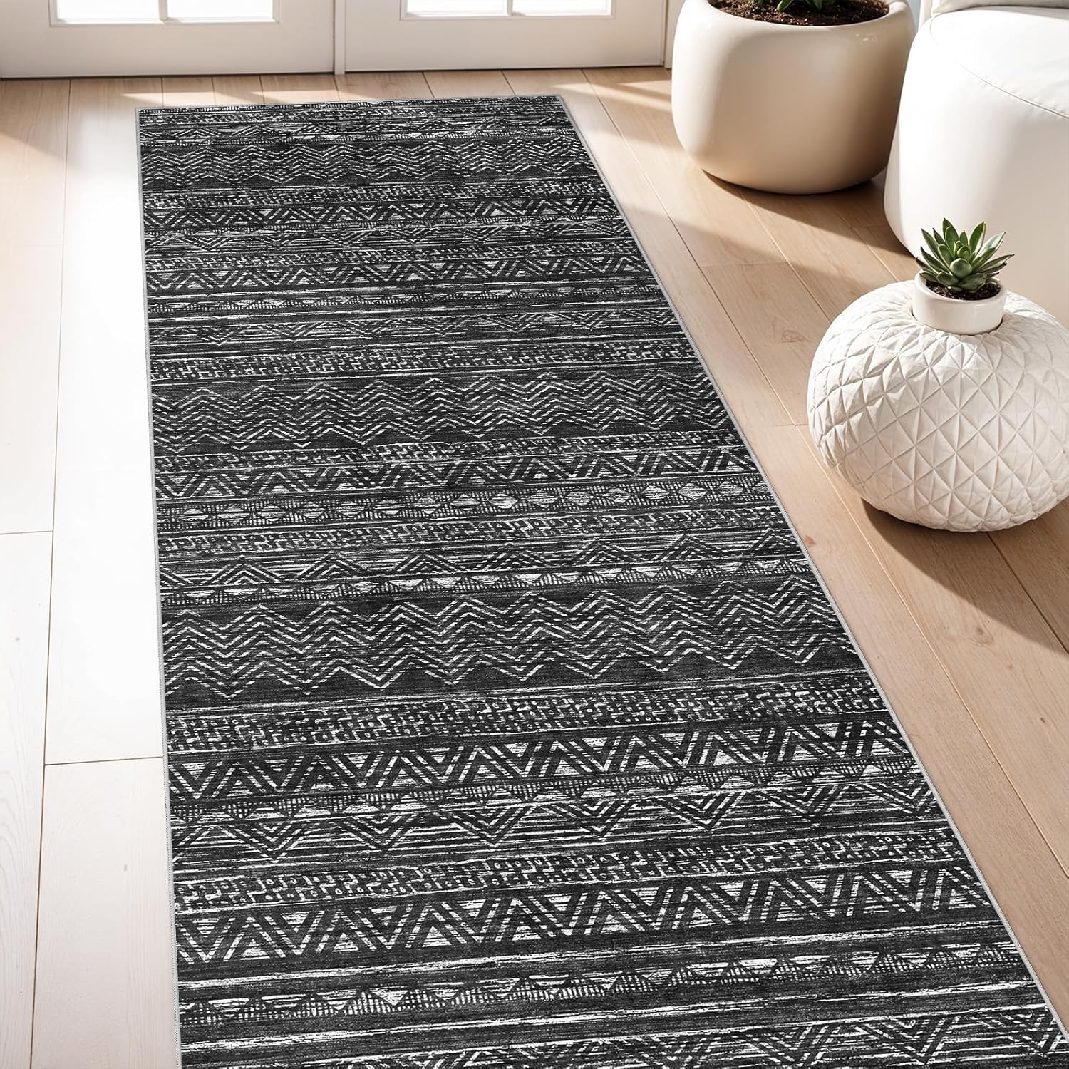 3x7 Washable Hallway Runner Rug - Moroccan Non-Slip Indoor Use