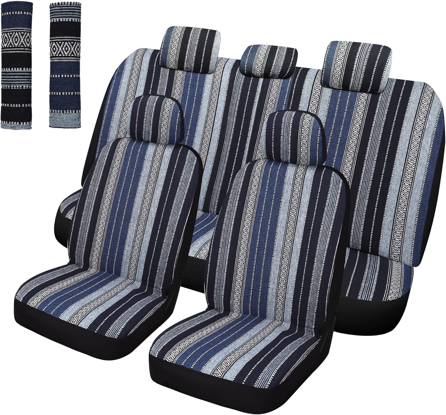 Pariitadin Baja Saddle Blanket Car Seat Covers - Breathable & Washable Blue Set