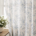 Blue Floral Curtains for Living Room - Light Filtering Elegance