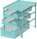 Turquoise Stackable 3-Tier Sliding Basket Organizer Drawer - Compact