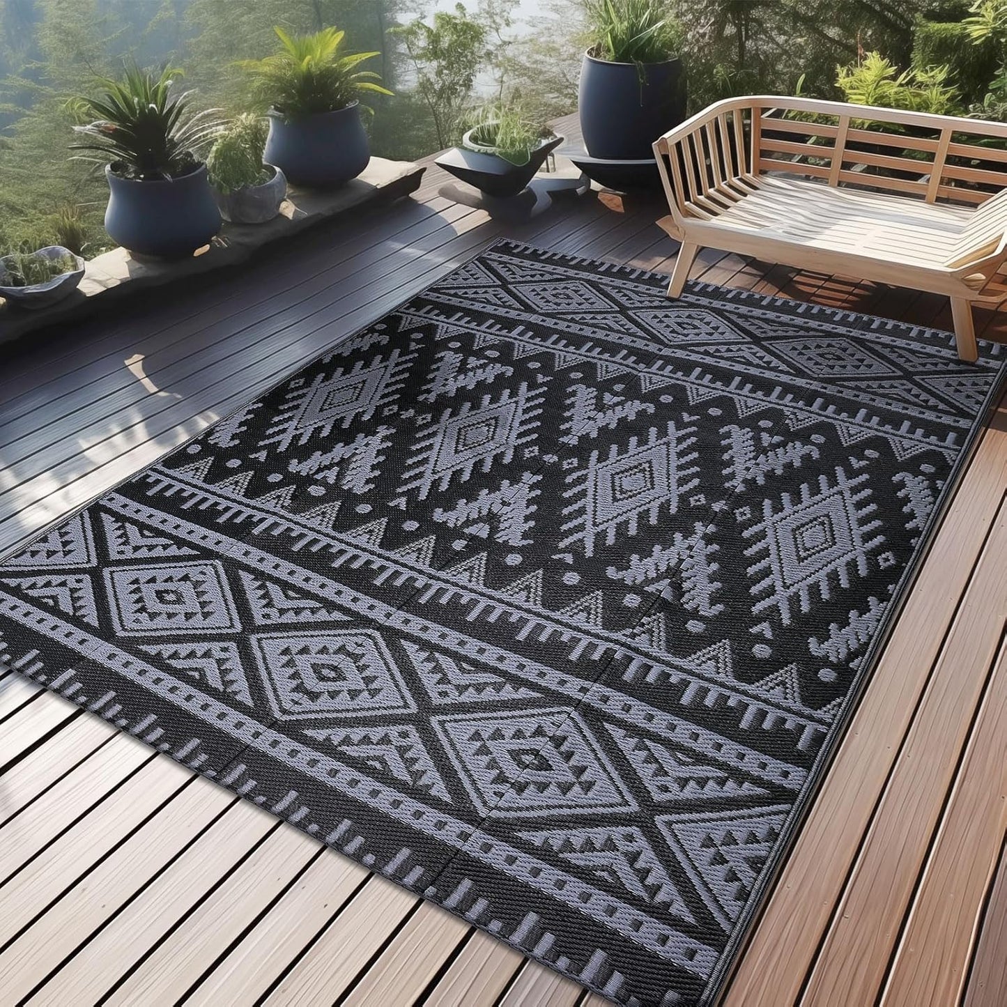OLANLY Outdoor Rug Waterproof 4x6 ft for Patio and Camp