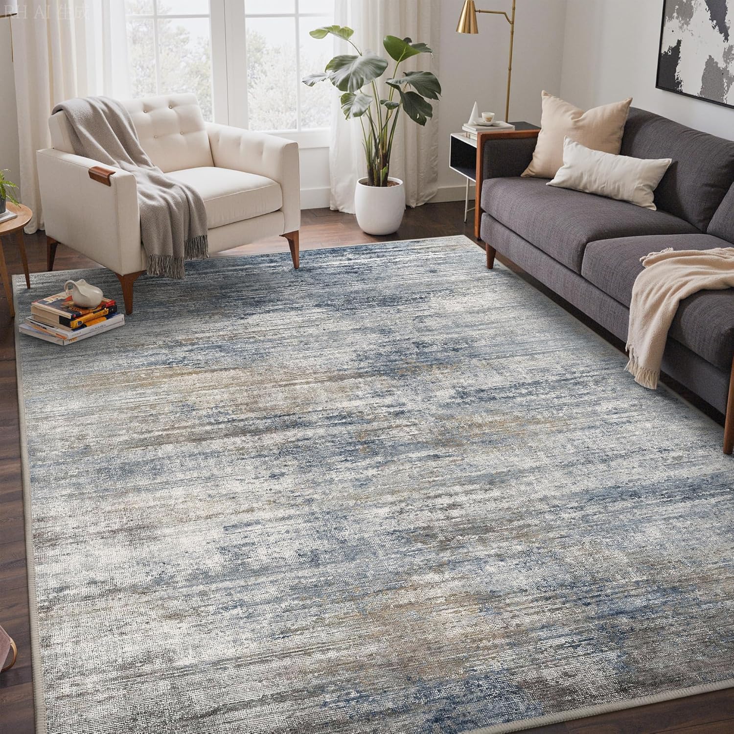 Bavni Washable Rug - Soft Abstract Non-Slip 6x9 Area Rug