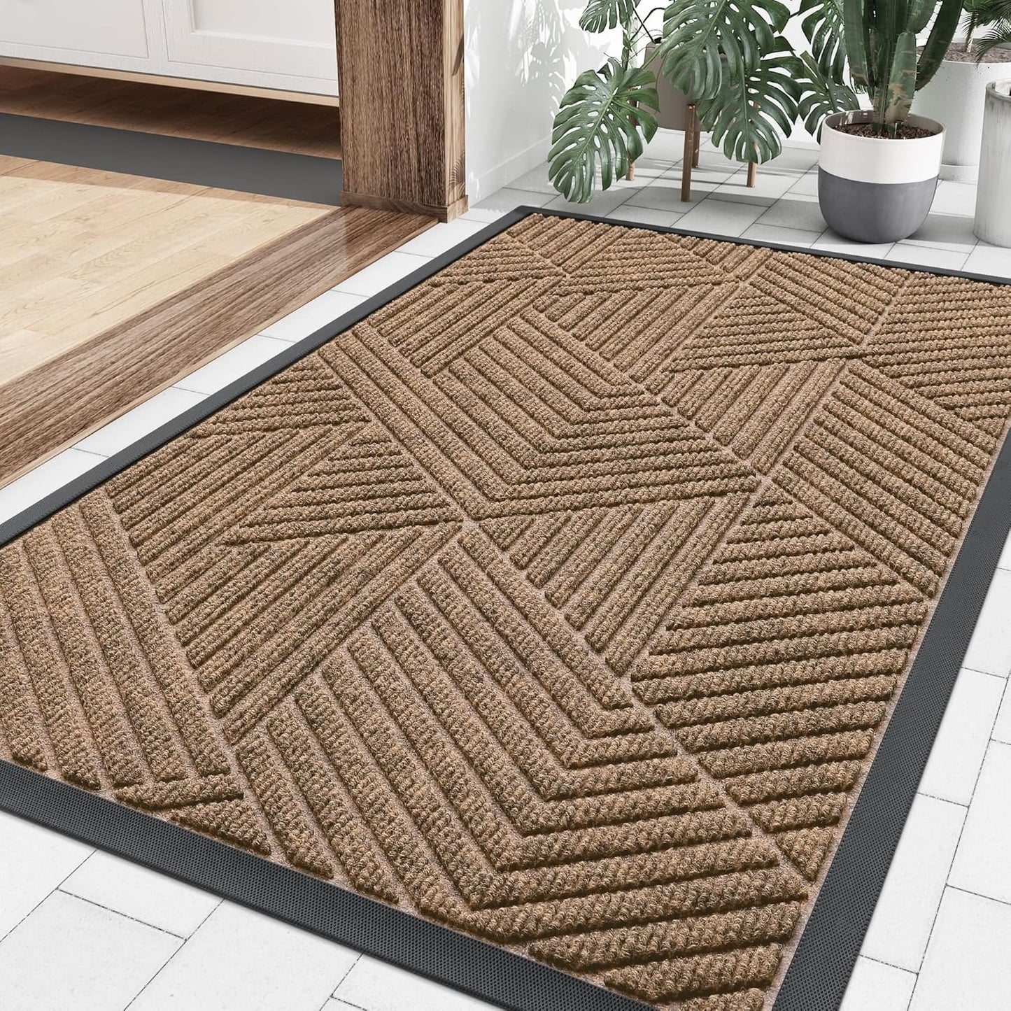 Smiry Heavy Duty Natural Rubber Doormat for Indoor Outdoor Use