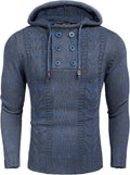 Mens Knit Pullover Hoodies Casual Turtleneck Sweater - Slim Fit