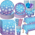 Snowflake Party Decorations Purple Blue Winter Wonderland Tableware
