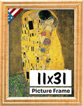 Antique Gold 11x31 Picture Frame.75 in Wide - Handmade Solid Wood