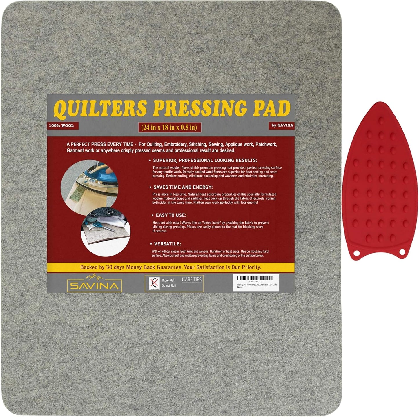Wool Pressing Pad for Quilting - 24in x 18in by SAVINA