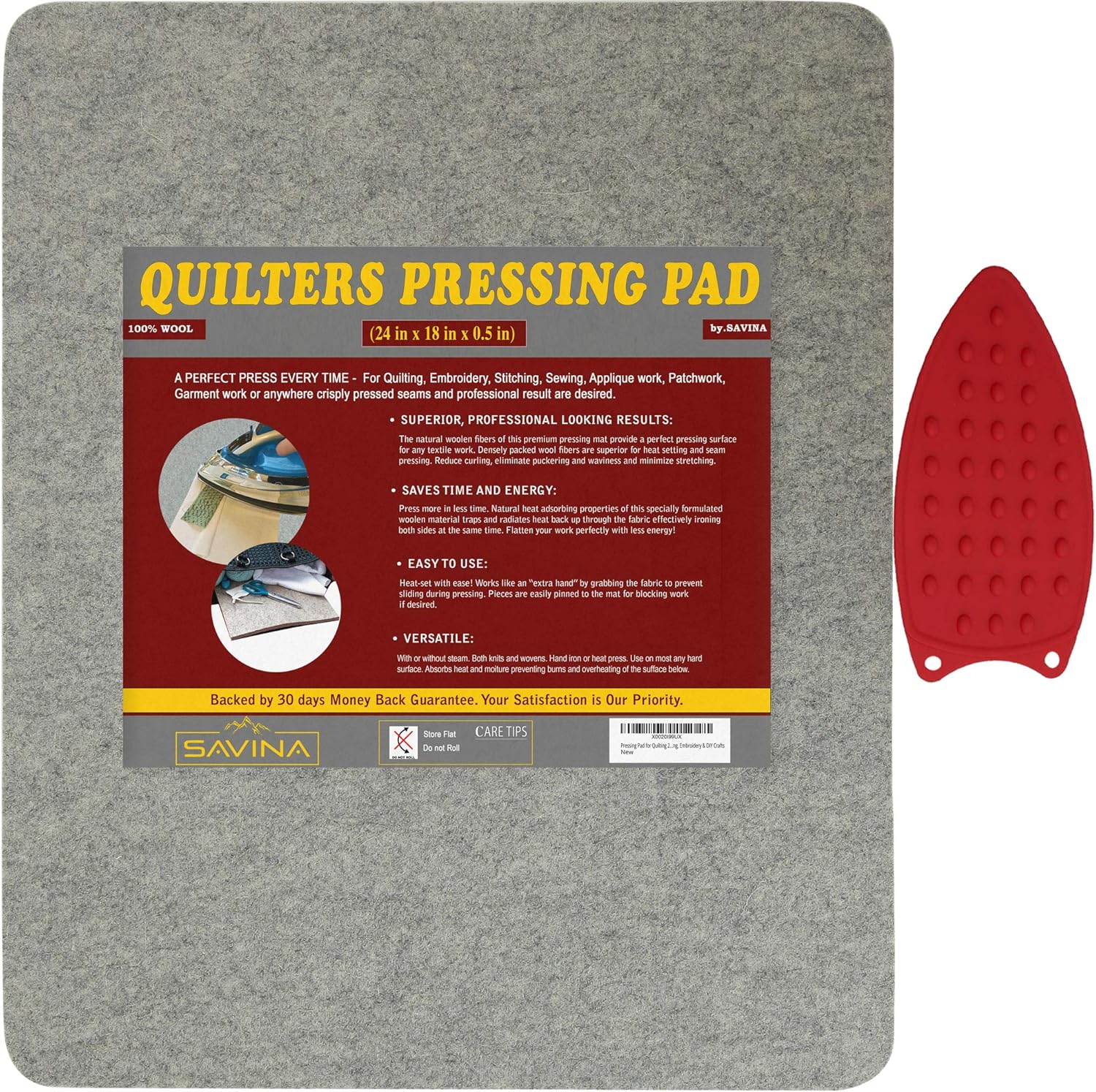 Wool Pressing Pad for Quilting - 24in x 18in by SAVINA