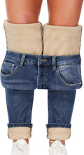 Fleece Lined Jeans for Women High Waisted Skinny - Winter Warm Fit