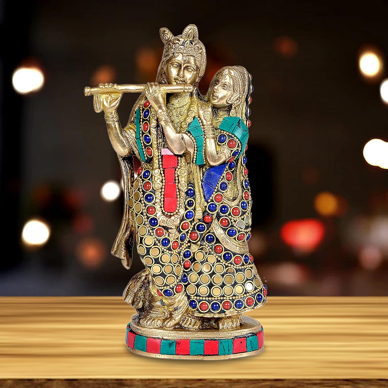 Brass Lord Radha Krishna Idol Decorative Sculpture for Home