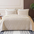 Whale Flotilla King Quilt Bedding Set in Soft Birch Beige - All-Season