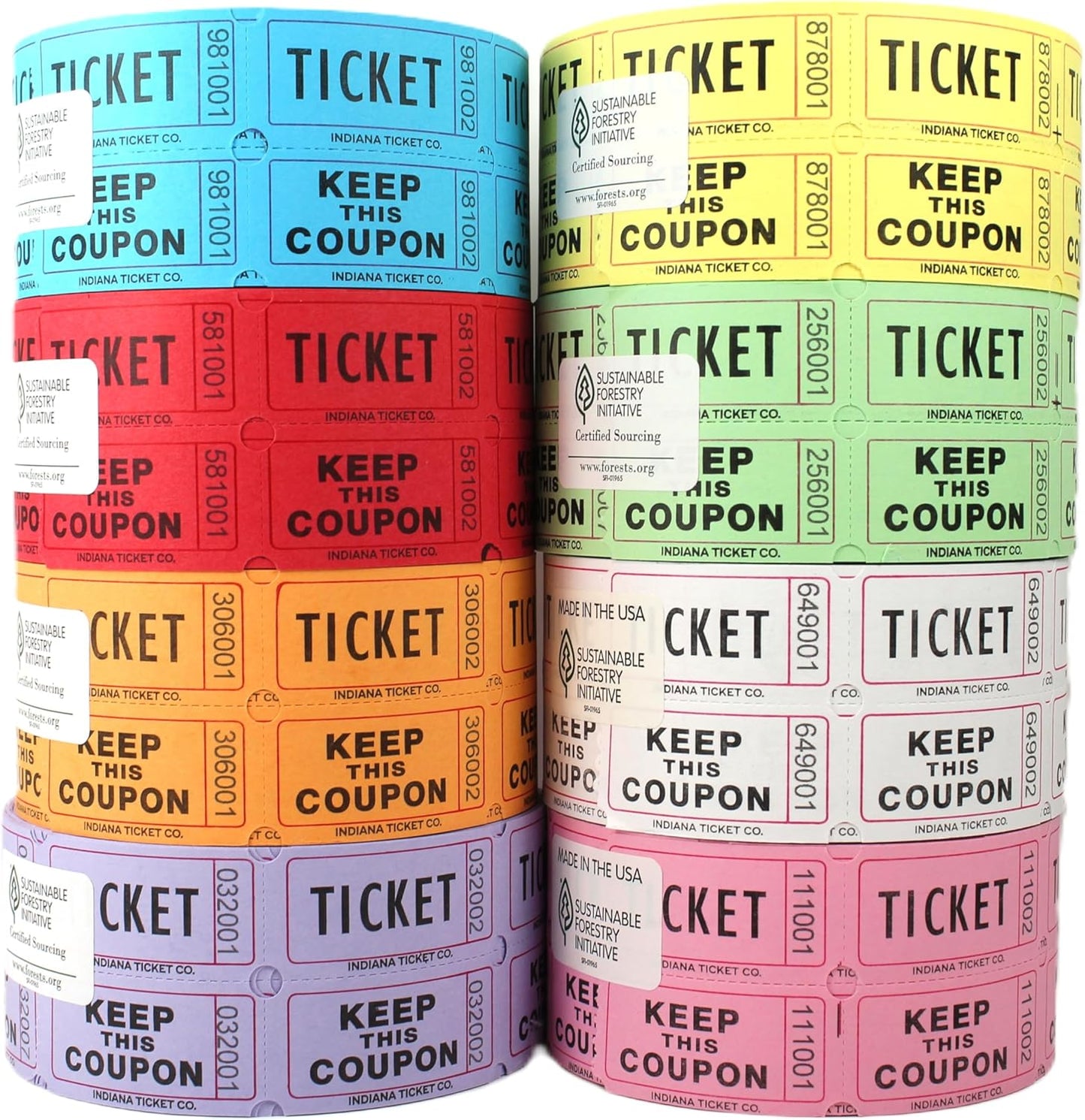 Double Roll Raffle Tickets for Events and Fundraisers - 8 Rolls