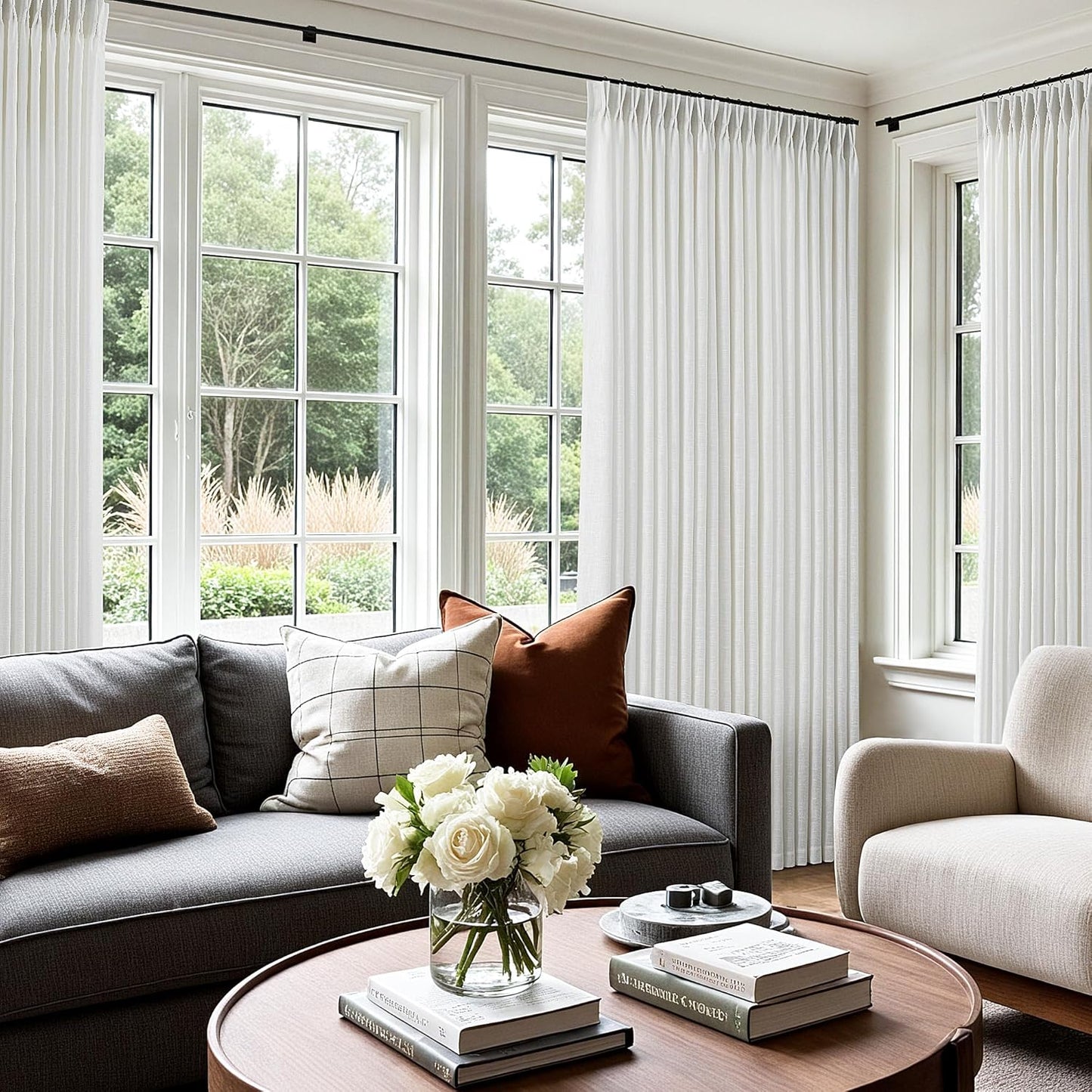100 Inch Wide Pinch Pleated Linen Curtains for Elegant Spaces