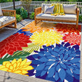 Indoor Outdoor Floral Patio Rug 4x6 - Washable Tropical Botanical
