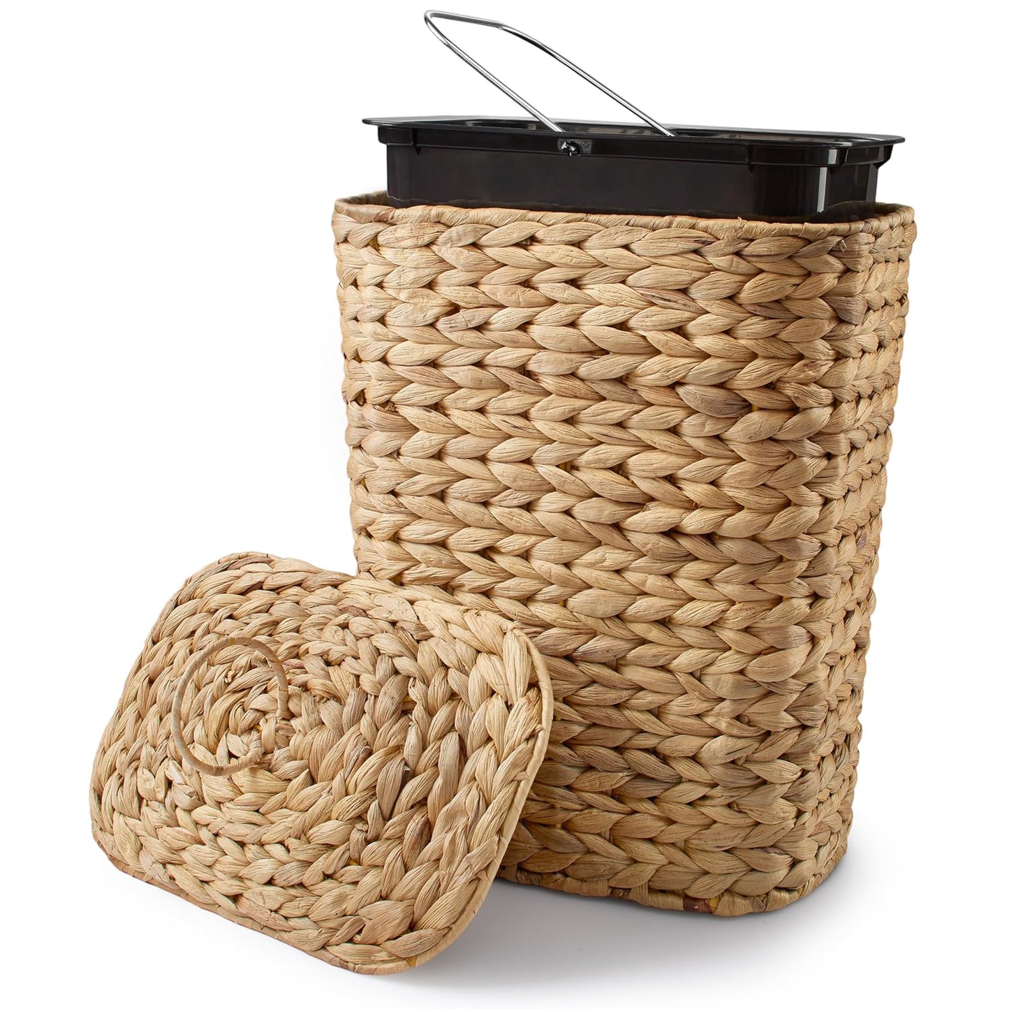 4 Gallons Wicker Waste Basket with Lid for Stylish Spaces