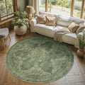 jinchan Round Rug 6ft Area Rug Dark Green - Vintage Floral, Machine