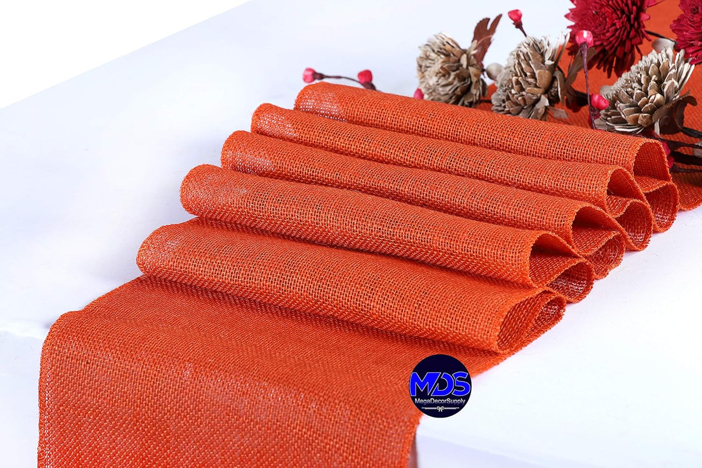 MDS 10 PCS Natural Burlap Table Runners for Rustic Decor