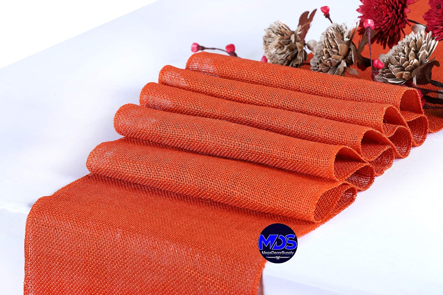 MDS 10 PCS Natural Burlap Table Runners for Rustic Decor