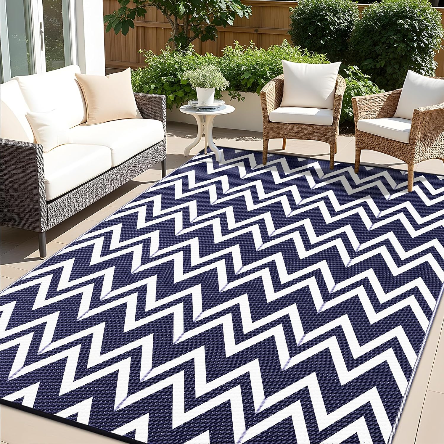 OLANLY Waterproof Outdoor Rug 9x12 ft for Patio and Camping