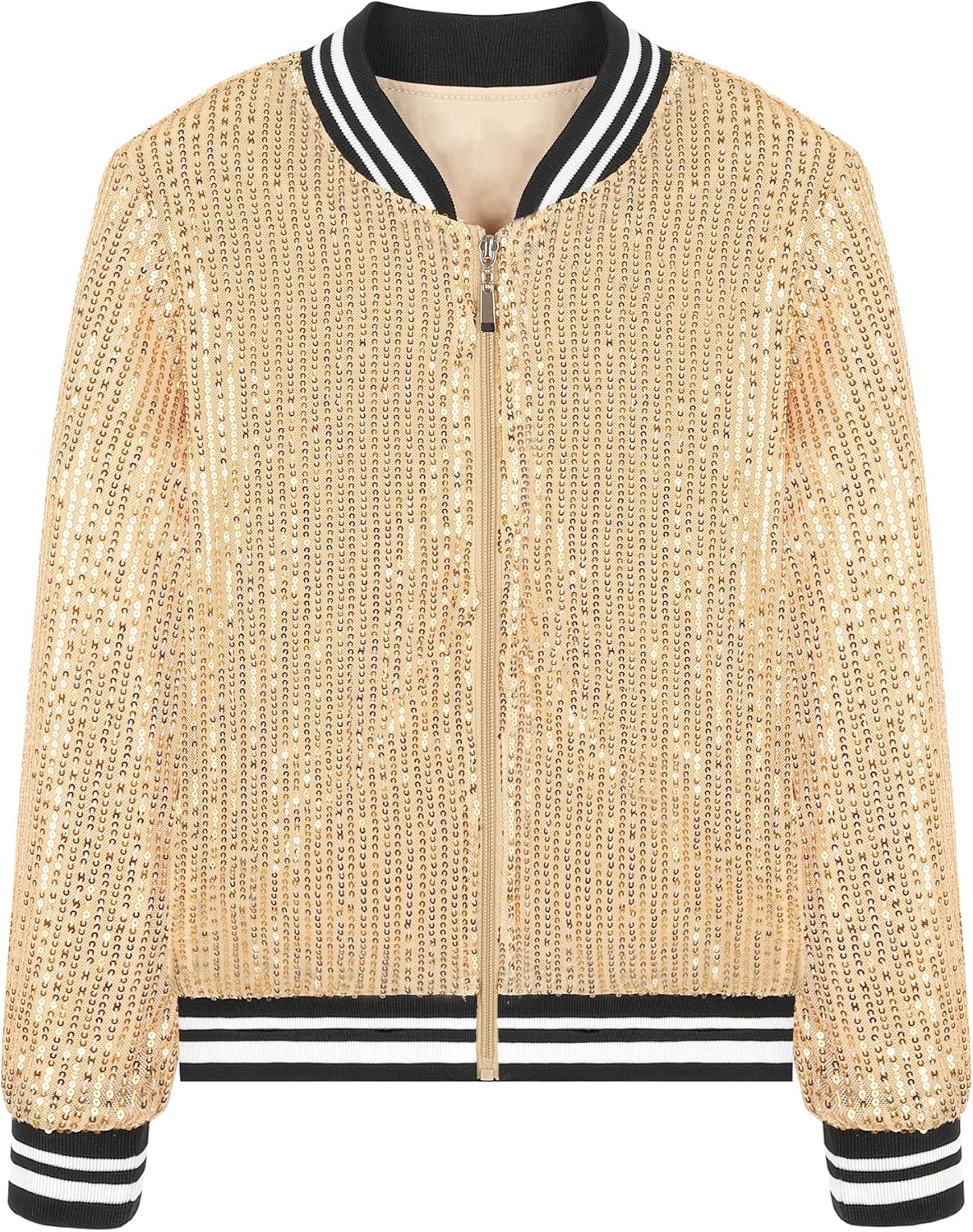 EXARUS Girls Sparkle Sequin Jacket with Pockets for Kids