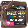 Super Heavy-Duty Brown Tarp 16 ft x 20 ft 16 Mil Thick - All-Weather