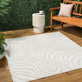 Maribo High-Low Abstract Striped Cream/Ivory 5x5 Square Rug