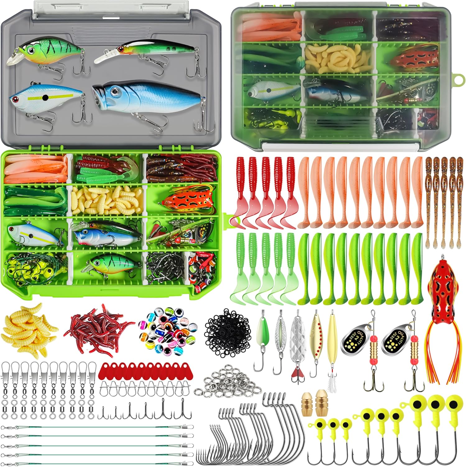 GOTOUR Fishing Lures Accessories Kit with Tackle Box for Anglers