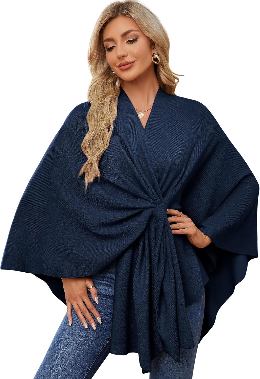 Elegant Shawl Wraps for Women - Soft Open Front Poncho Sweater